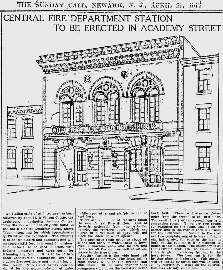 Central Fire Department Station to be Erected in Academy Street
1912
