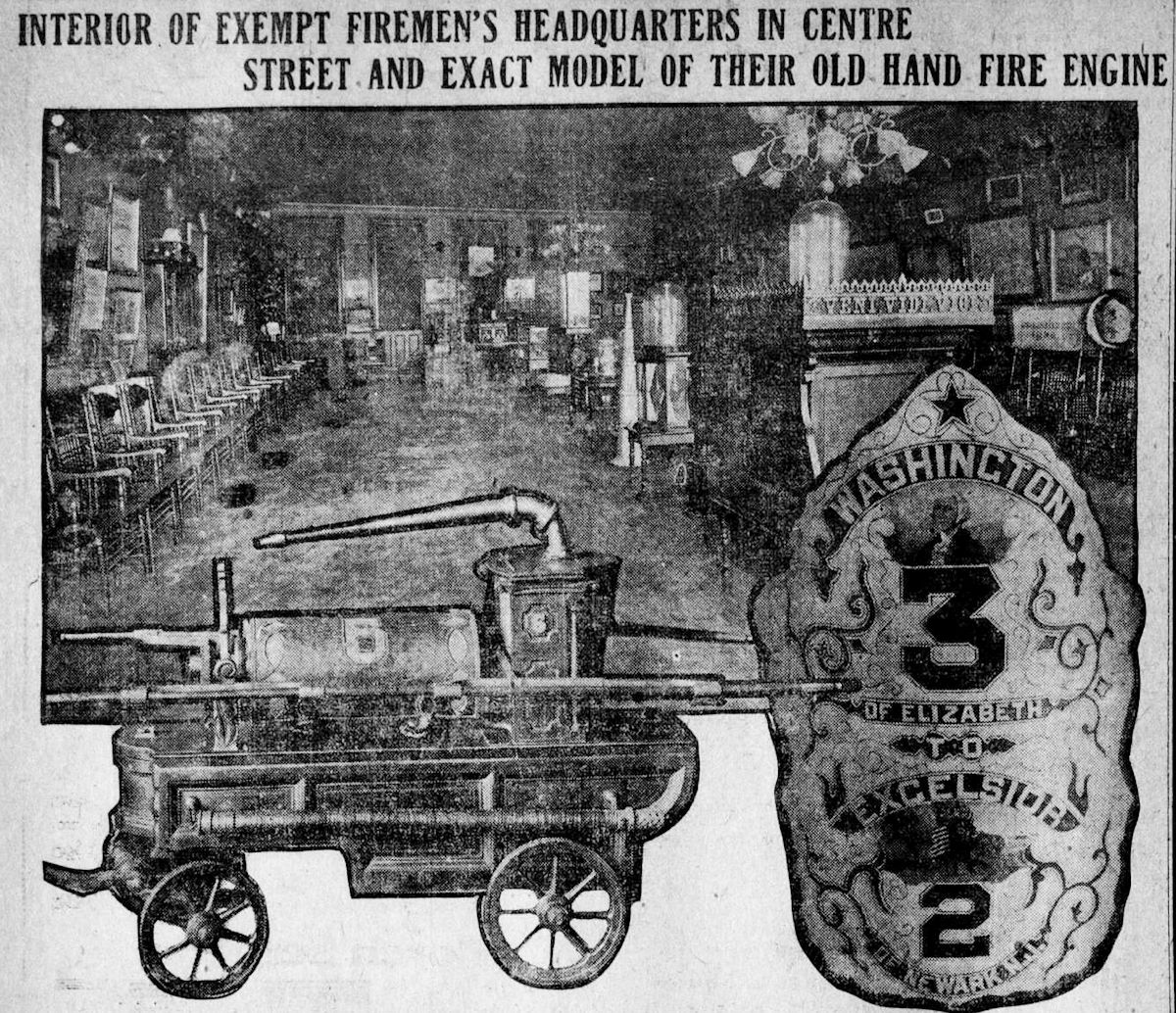 Interior of Exempt Firemen's Headquarters in Cnetre Street
Newark Star 1909
