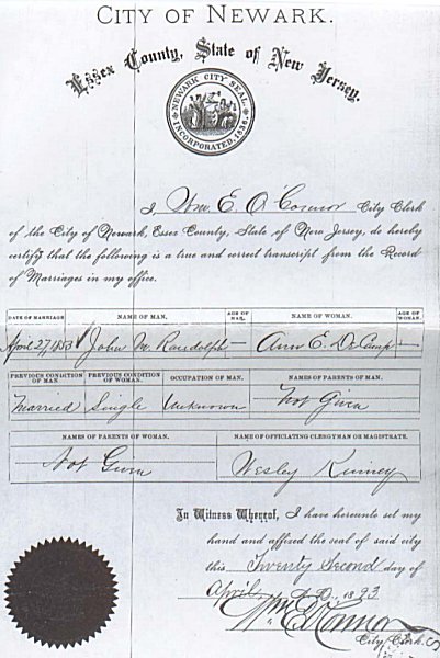 Marriage Certificate 1893
Image from Trisha Hamilton-Leo
