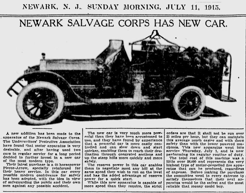 Newark Salvage Corps Has New Car
1915
