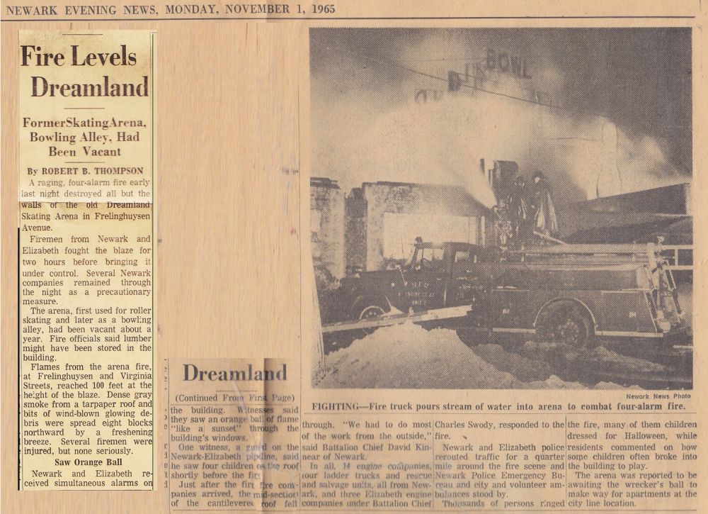 Dreamland Fire November 1, 1965
Photo from Dave Petronella
