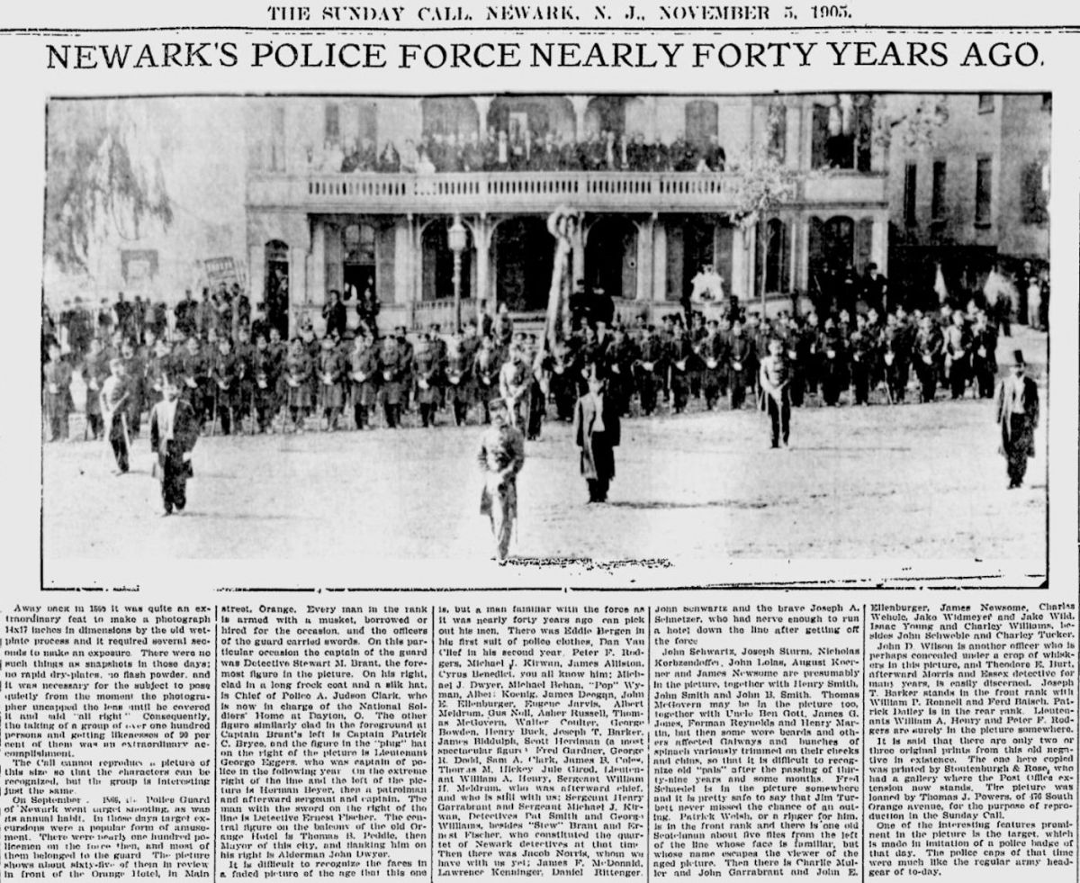 Newark's Police Force Nearly Forty Years Ago
November 5, 1905
