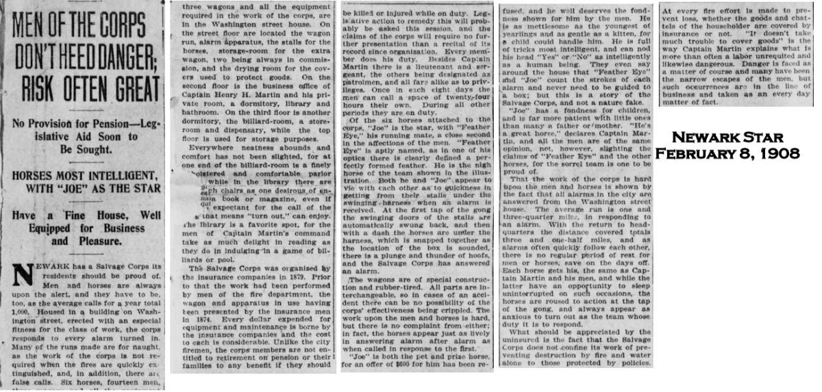 Men of the Corps Don't Heed Danger; Risk Often Great
February 8, 1908
Newark Star
