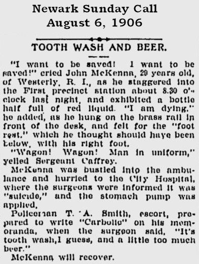 Tooth Wash & Beer
August 6, 1906
