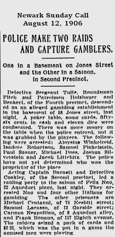 Police Make Two Raids and Capture Gamblers
August 12, 1906

